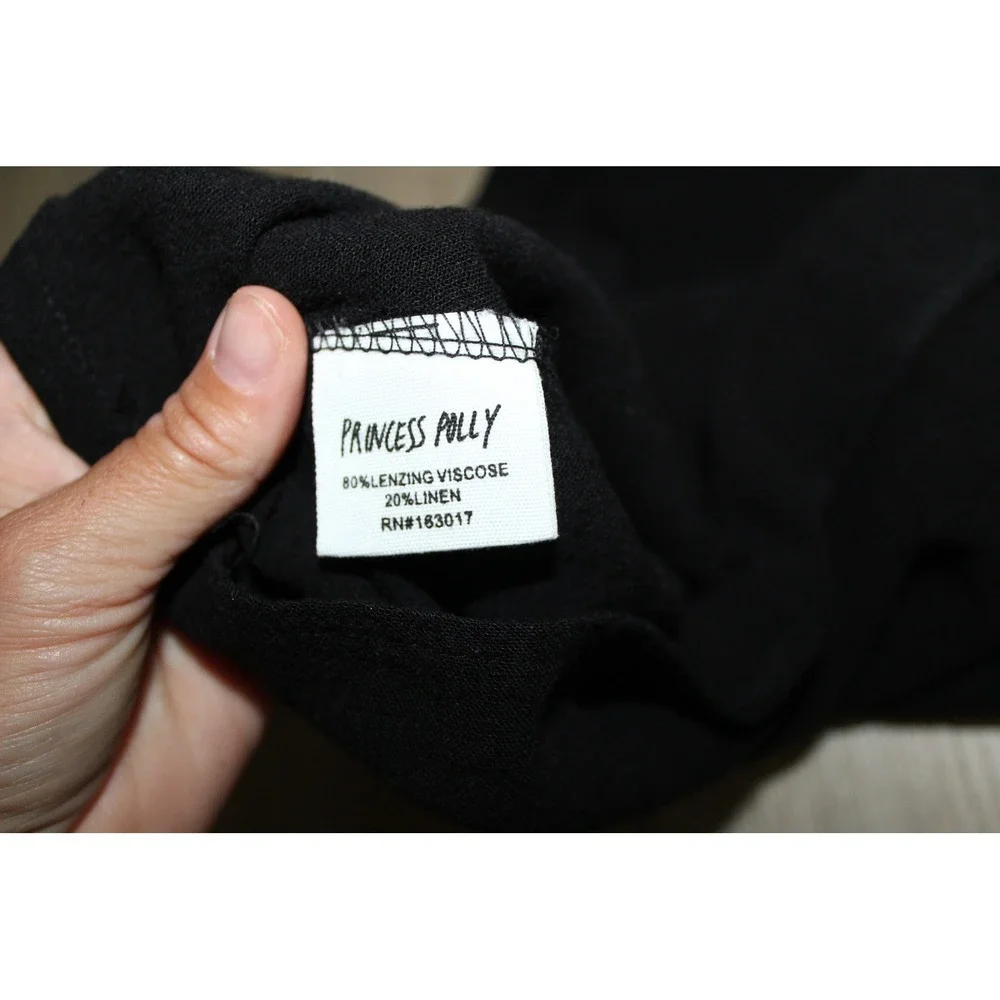 Princess Polly Black Linen Blend Mini Skirt High Waisted Size US 2 US2/AU6/EU34